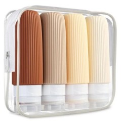 Accesorii pentru sticle de călătorie din silicon. Recipiente portabile, fără BPA, care se stoarce, cu o geantă de toaletă transp