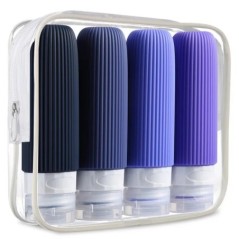 Accesorii pentru sticle de călătorie din silicon. Recipiente portabile, fără BPA, care se stoarce, cu o geantă de toaletă transp