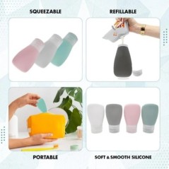 30/60/90 ml Sticla portabilă reîncărcabilă de călătorie, din silicon, articole de toaletă esențiale, pentru șampon, cremă hidrat