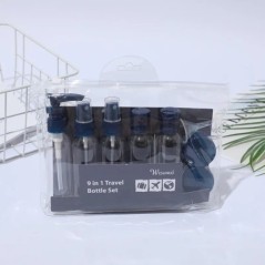 Set de sticle de călătorie reîncărcabile 9 buc. Spray pentru dozare loțiune gel de duș esență șampon cosmetice container gol dep
