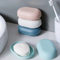 Cutie de săpun de duș de baie din plastic, cu capace, portabilă de călătorie, tavă mică pentru săpun, farfurie, suport pentru de
