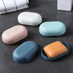 Cutie de săpun de duș de baie din plastic, cu capace, portabilă de călătorie, tavă mică pentru săpun, farfurie, suport pentru de