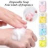 100 buc. Hârtie portabilă de săpun, cutie de călătorie de unică folosință, mini foaie de curățat săpun pentru spălarea mâinilor,