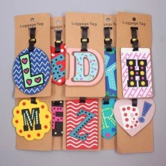 Cel mai nou drăguț 26 de litere pentru bagaje etichetă pentru accesorii de călătorie cu gel de siliciu pentru valiză Adresă de i