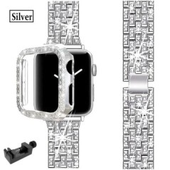 Pentru Apple Watch Band Ultra 49mm 45mm 41mm 40/44mm 42mm Curea metalică cu sclipici Husă de protecție diamant iWatch Series 9 8