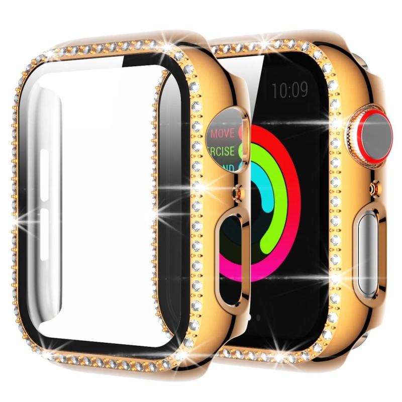 Husă transparentă Hollow Bling Diamond pentru PC pentru Apple Watch 38 42 40 44 41 45mm Husă de protecție pentru iWatch Series 7