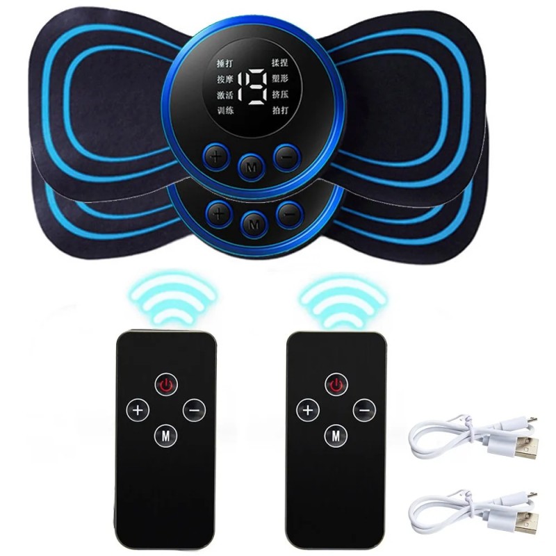 Afișaj LCD Masaj pentru gât Masaj electric Cervical Gât Spate Patch Stimulator muscular cu puls în 8 moduri Portabil cu telecoma