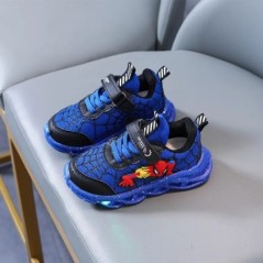 Pantofi casual LED, roșu negru, pentru băieți de primăvară, pantofi de exterior din plasă de desene animate pentru copii, pantof