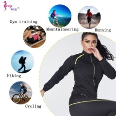 SEXYWG Set de saună pentru femei Costum de slăbit Pantaloni de transpirație Jachetă de fitness Leggings Termo cu mâneci lungi Pa