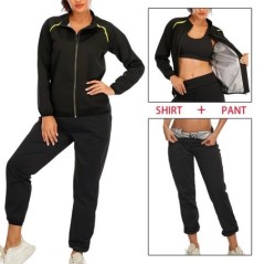 SEXYWG Set de saună pentru femei Costum de slăbit Pantaloni de transpirație Jachetă de fitness Leggings Termo cu mâneci lungi Pa