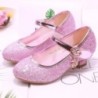 Copii Pantofi Printesa Pantofi de dans student pentru Fete Sandale Toc Inalt Rochie Mov Copii Piele Glitter Crystal Pantofi Banc