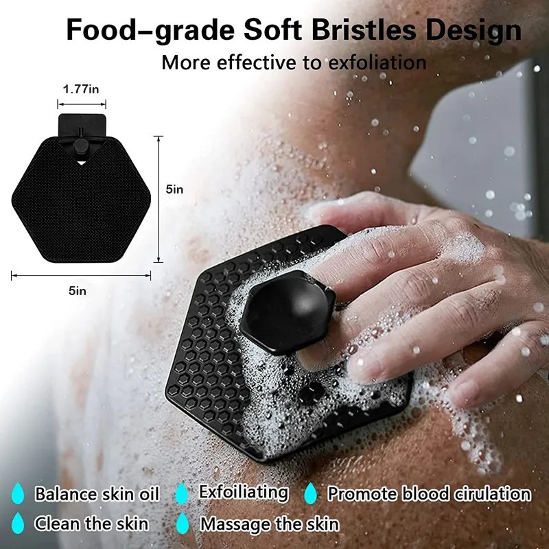 Scrubber corporal din silicon moale Perie de curățare pentru duș de mână Exfoliere delicată a corpului și masaj pentru toate tip