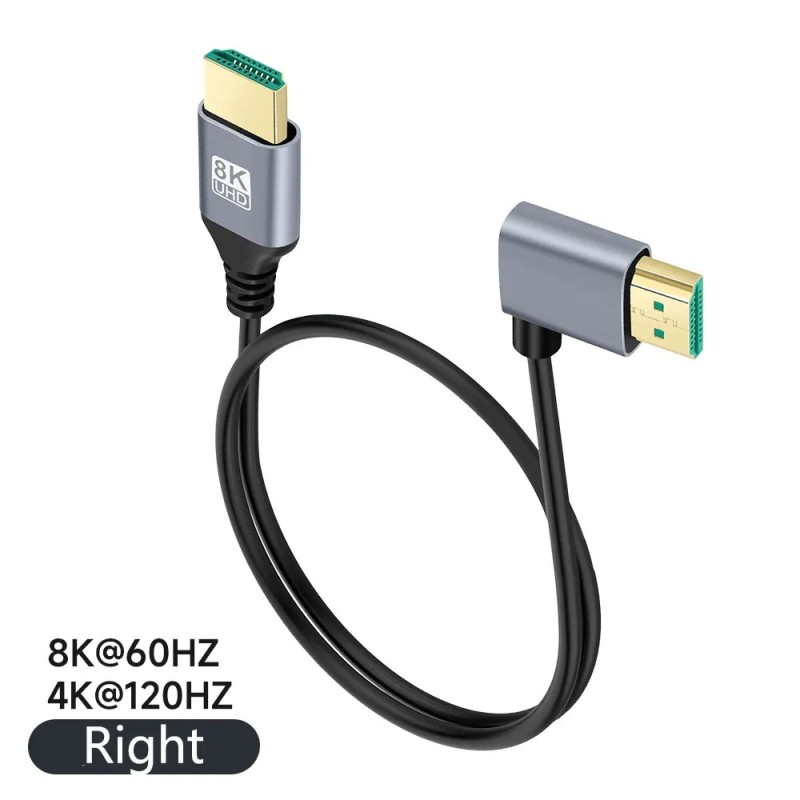 Cablu HDMI 2.1V de 90 de grade 8K 60Hz 4K 120Hz 48Gbps EARC ARC HDCP HDR de viteză ultra mare pentru TV HD Proiector laptop PS4 