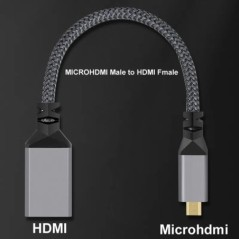 20CM 1080P 4K@60HZ V2.0 MicroHDMI MICRO HDMI Masculin drept la HDMI Fmale Extensie cablu pentru camere HDTV Monitor proiector Ta