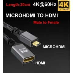 20CM 1080P 4K@60HZ V2.0 MicroHDMI MICRO HDMI Masculin drept la HDMI Fmale Extensie cablu pentru camere HDTV Monitor proiector Ta
