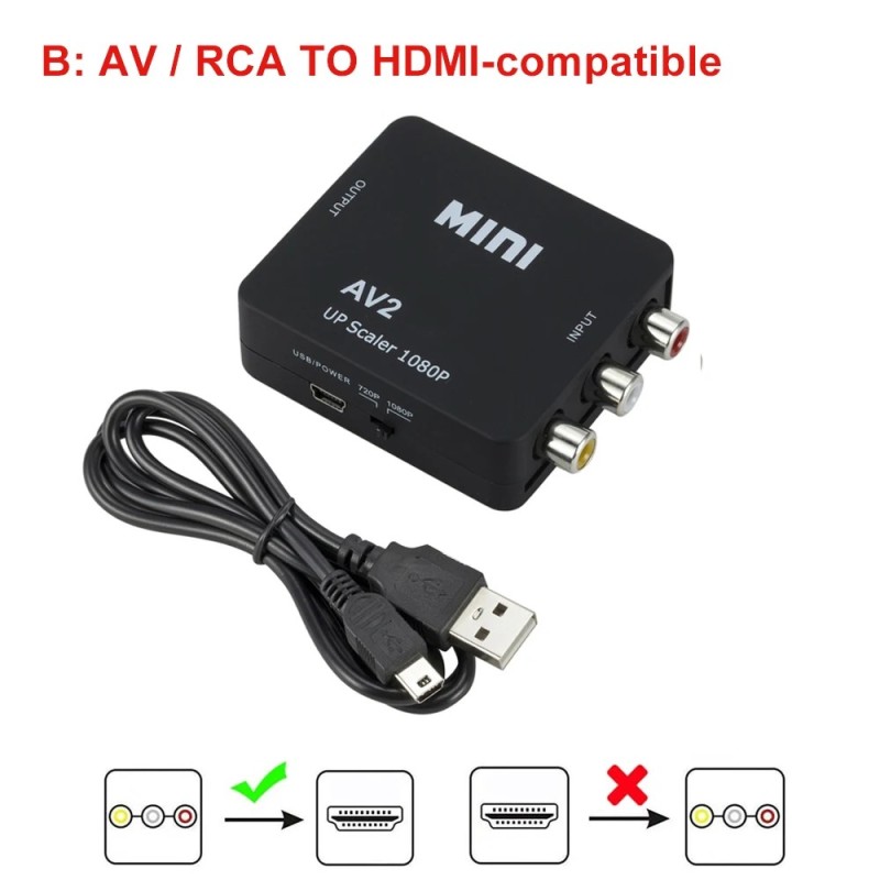 Compatibil HDMI LA AV RCA CVSB L/R Video 1080P Scaler Adaptor Convertor Box HD Video Composite Adaptor Suport NTSC PAL Ieșire