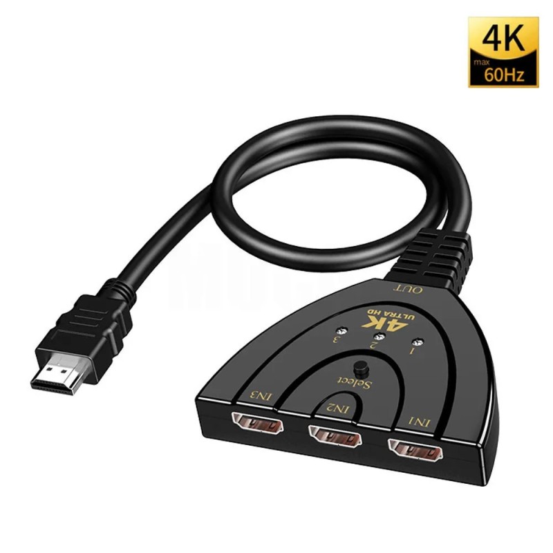 Switch compatibil HDMI Splitter KVM 4K 2K 3D 3 intrare 1 ieșire Mini 3 porturi Video Switcher Hub 1080P pentru DVD HDTV Xbox PS3