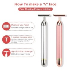 T-Shape 24k Energy Beauty Bar Vibrant Facial Roller Maser Dispozitiv de lifting facial Instrument de masaj antirid pentru strâng
