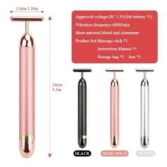 T-Shape 24k Energy Beauty Bar Vibrant Facial Roller Maser Dispozitiv de lifting facial Instrument de masaj antirid pentru strâng