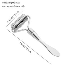 Spatulă cu rolă ascuțită din oțel inoxidabil, bilă de masaj, masaj cu role de piatră pentru a îmbunătăți frumusețea facială a gâ
