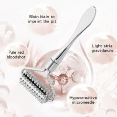 Spatulă cu rolă ascuțită din oțel inoxidabil, bilă de masaj, masaj cu role de piatră pentru a îmbunătăți frumusețea facială a gâ