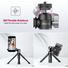 Mini trepied Ulanzi U-Vlog lite cu cap sferic de 360° și stick de selfie cu pantof rece Trepied de masă pentru cameră, iPhone, t