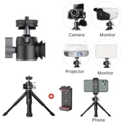 Mini trepied Ulanzi U-Vlog lite cu cap sferic de 360° și stick de selfie cu pantof rece Trepied de masă pentru cameră, iPhone, t