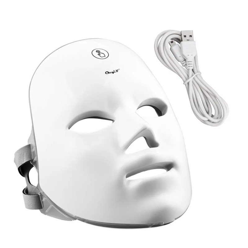 Mască facială CkeyiN LED pentru terapie cu lumină roșie, 7 culori, radiofrecvență fotonică, întinerirea pielii, instrument de în