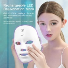 Mască facială CkeyiN LED pentru terapie cu lumină roșie, 7 culori, radiofrecvență fotonică, întinerirea pielii, instrument de în
