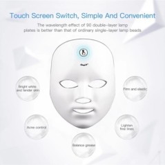 Mască facială CkeyiN LED pentru terapie cu lumină roșie, 7 culori, radiofrecvență fotonică, întinerirea pielii, instrument de în