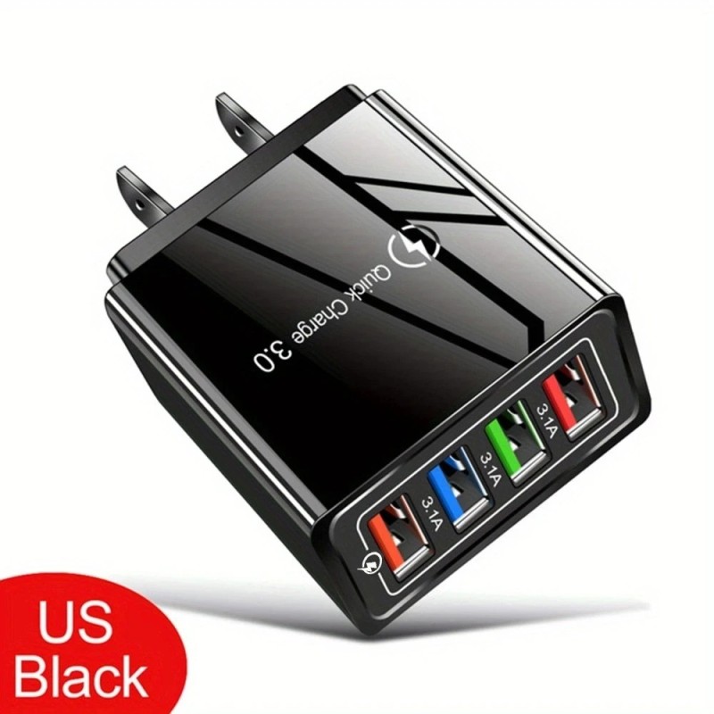 Priză UE SUA Încărcător USB 3A Port multiplu 4 Încărcare rapidă USB 3.0 pentru adaptor pentru telefon Încărcător de perete porta