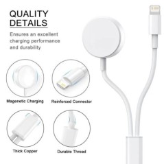 Cablu pentru încărcător wireless Apple iWatch Watch 8 7 6 SE Încărcare pentru iPhone 14 13 12 11 Cablu de încărcare USB Lightnin