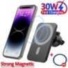 Încărcător magnetic de mașină fără fir de 30W MacSafe pentru iPhone 15 14 13 12 Pro Max Xiaomi Samsung Suport pentru telefon cu 
