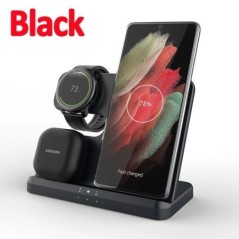 Suport de încărcare fără fir 15W 3 în 1 Stație de andocare de încărcare rapidă pentru Samsung Z Fold 3 S21 S20 Galaxy Watch 5 4 