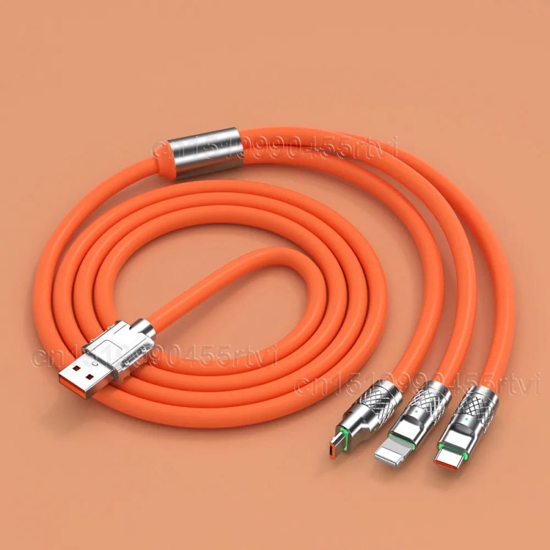 Cablu de încărcare rapid USB 6A 120W 3in1 2in1 pentru iPhone 14 Cablu de încărcare micro USB tip C cu 8 pini pentru cablu de sâr
