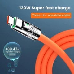 Cablu de încărcare rapid USB 6A 120W 3in1 2in1 pentru iPhone 14 Cablu de încărcare micro USB tip C cu 8 pini pentru cablu de sâr