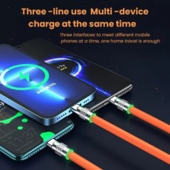 Cablu de încărcare rapid USB 6A 120W 3in1 2in1 pentru iPhone 14 Cablu de încărcare micro USB tip C cu 8 pini pentru cablu de sâr
