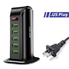 Hub de încărcare USB cu mai multe porturi USLION 5 pentru telefonul mobil Conexiune UE Regatul Unit SUA Afișaj LED Încărcare USB
