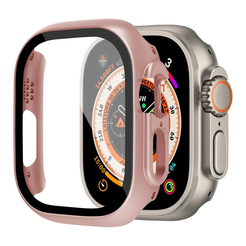 Husa pentru Apple Watch Ultra Carcasa 49mm Accesorii PC Bara de protectie rezistenta la socuri+Protector ecran din sticla securi