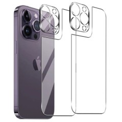 Sticlă securizată 4 în 1 pentru iPhone 15 14 13 11 Pro Max 12 Mini Plus 15Plus 15Pro 14Pro Protector pentru ecran din spate cu f