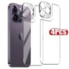 Sticlă securizată 4 în 1 pentru iPhone 15 14 13 11 Pro Max 12 Mini Plus 15Plus 15Pro 14Pro Protector pentru ecran din spate cu f