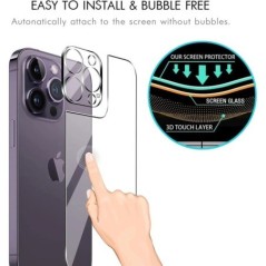 Sticlă securizată 4 în 1 pentru iPhone 15 14 13 11 Pro Max 12 Mini Plus 15Plus 15Pro 14Pro Protector pentru ecran din spate cu f