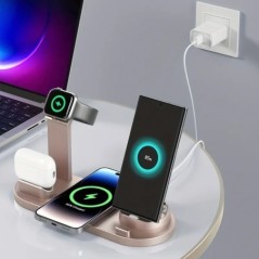 Suport suport pentru încărcător fără fir 7 în 1 30W pentru iPhone 14 13 12 Stație de andocare de încărcare rapidă Apple Watch pe