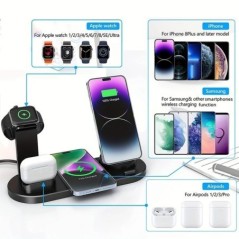 Suport suport pentru încărcător fără fir 7 în 1 30W pentru iPhone 14 13 12 Stație de andocare de încărcare rapidă Apple Watch pe