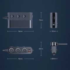 Încărcătoare de mașină 128W PD+QC3.0 Adaptor de încărcare rapidă Splitter de putere cu 3 prize 12-24V cu 4 porturi USB Afișaj vo
