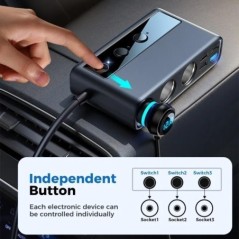 Adaptor pentru încărcător auto Joyroom 154W 9 în 1 PD 3 prize Splitter pentru brichetă Întrerupătoare independente de încărcare 
