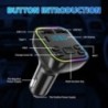 Transmițător FM Bluetooth 5.0 pentru mașină PD Type-C Dual USB 3.1A Încărcător rapid Lumină ambientală colorată Player modulator