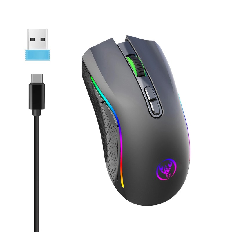 Mouse de gaming RGB fără fir reîncărcabil 2.4G Mouse ergonomic pentru jocuri cu iluminare din spate pentru laptop PC