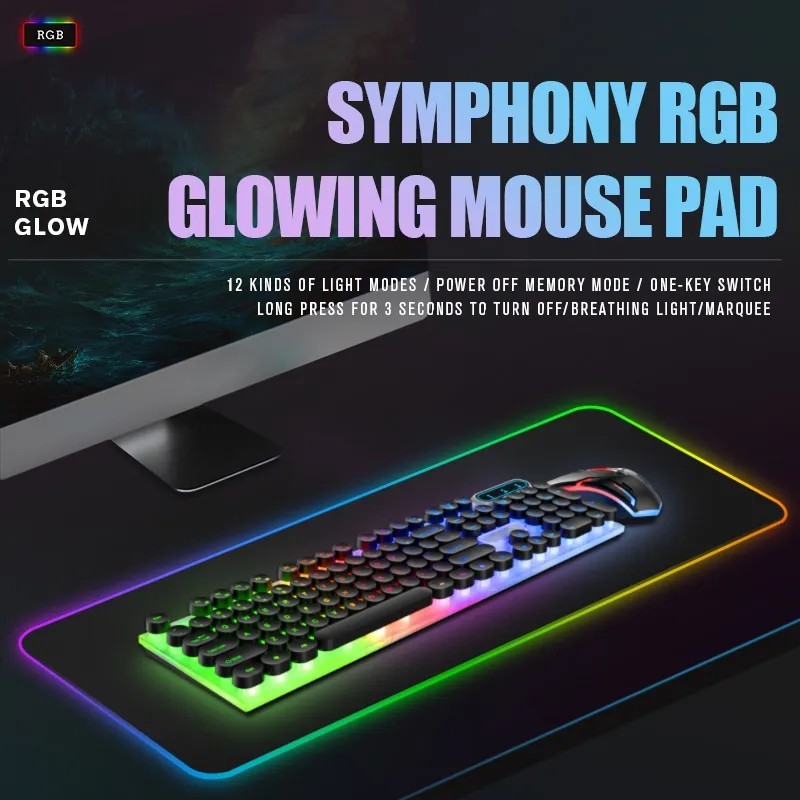 Mouse pad mare luminoasă, streamer RGB, covoraș de masă cu LED pentru jocuri internet cafe, tastatură de acasă