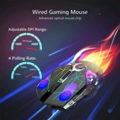 Mouse pentru jocuri fără fir Lumini RGB reîncărcabile DPI reglabil Clic silențios Auto Sleep Ergonomic pentru jocuri sau lucru